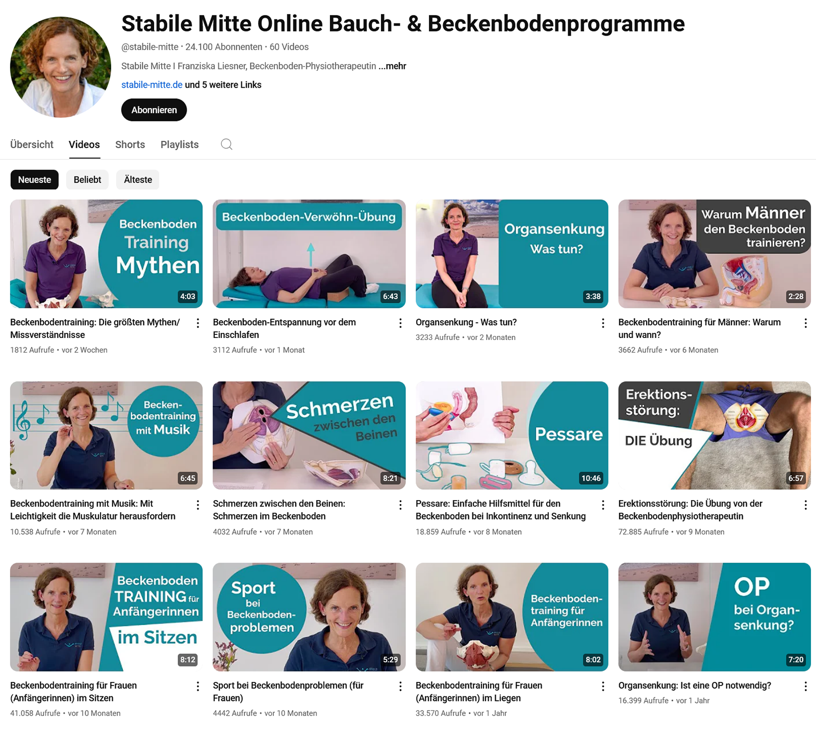 Stabile Mitte bei YouTube